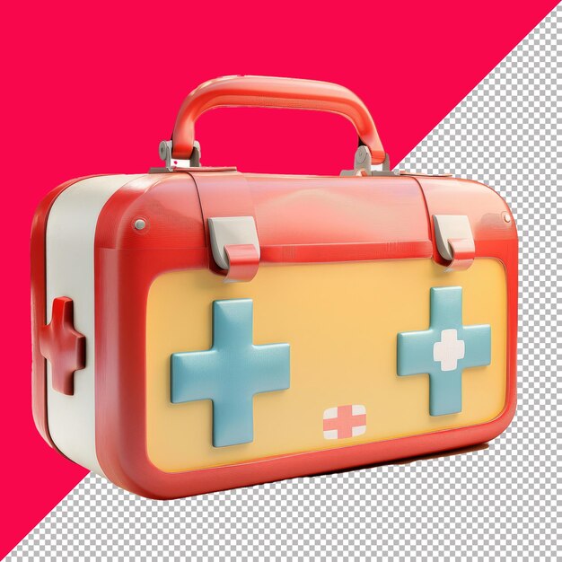 PSD cute first aid kit 3d isolated render transparent background png psd