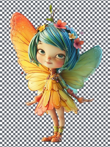 PSD cute flutter flan isolated on transparent background