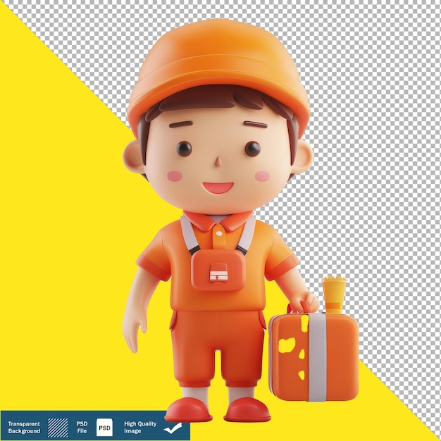 Cute Food Delivery Driver Cartoon transparent background PNG PSD