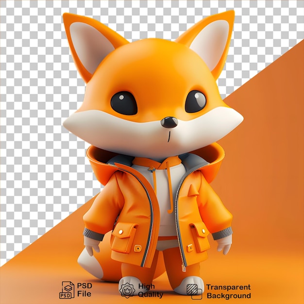 Cute fox wearing a jacket isolated on transparent background include png file