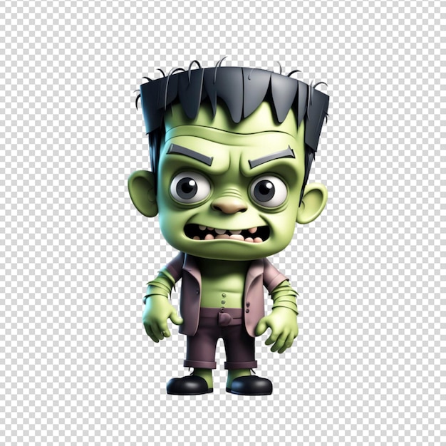 PSD cute frankenstein 3d style isolated on transparent background