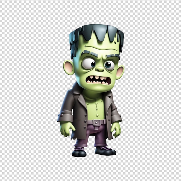 PSD cute frankenstein 3d style isolated on transparent background