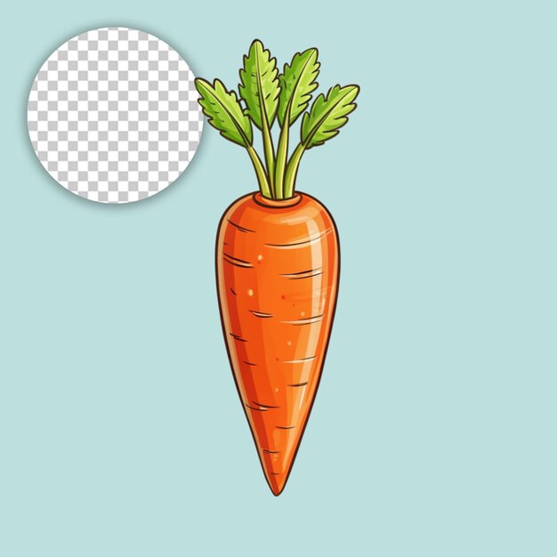 PSD cute funny carrot waving hand character on transparent background