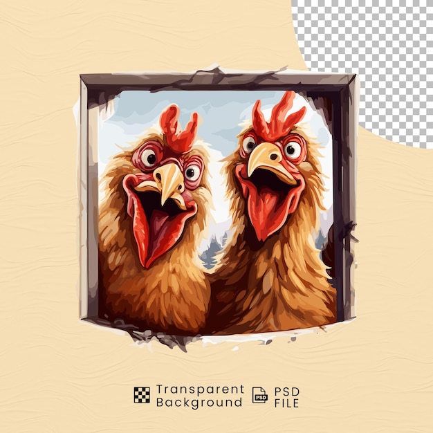 cute funny chicken face cut out transparent background png