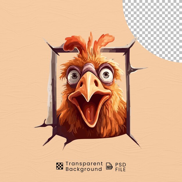 PSD cute funny hen chicken on transparent background