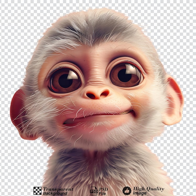 Cute funny mkey face png isolated on transparent background