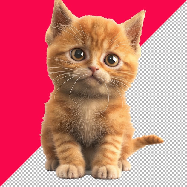 PSD cute fuzzy kitten 3d cartoon isolated render transparent background png psd