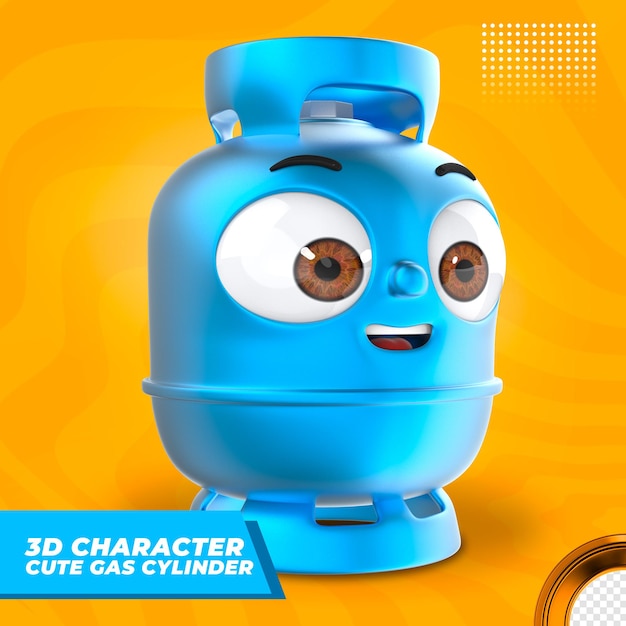 cute gas cylinder 3d character 