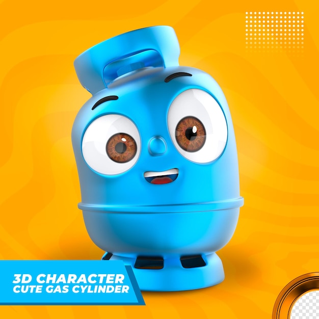 cute gas cylinder 3d character 