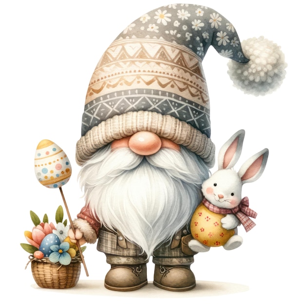 Cute Gnome Easter Day Clipart Illustration