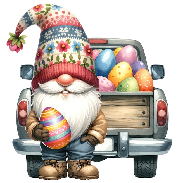 Cute Gnome Easter Day Clipart Illustration