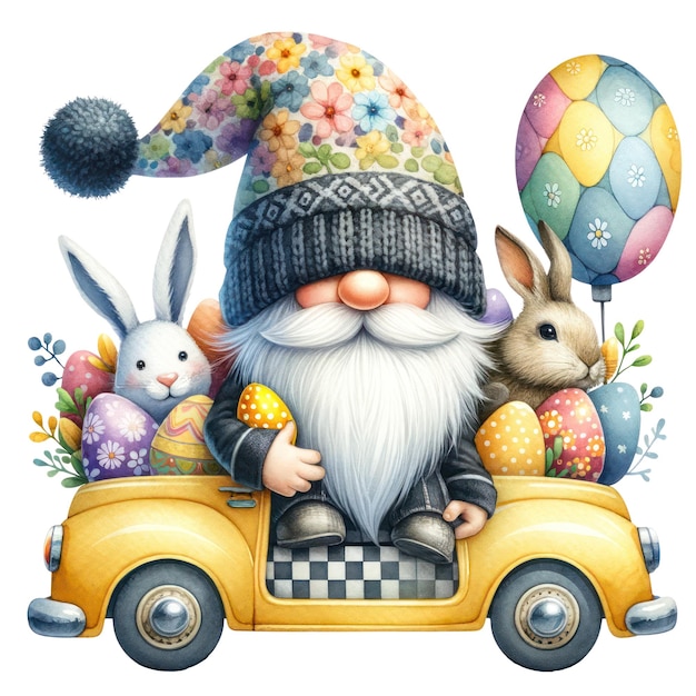 Cute Gnome Easter Day Clipart Illustration