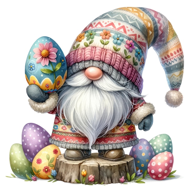 Cute Gnome Easter Day Clipart Illustration