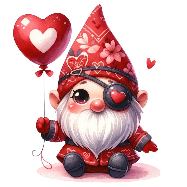 PSD cute gnome love accents valentines clipart illustration