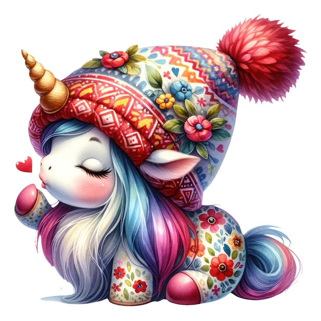 PSD cute gnome unicorn valentines clipart illustration