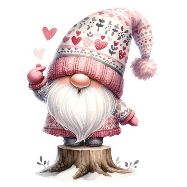 Cute Gnome Valentines Day Clipart Illustration