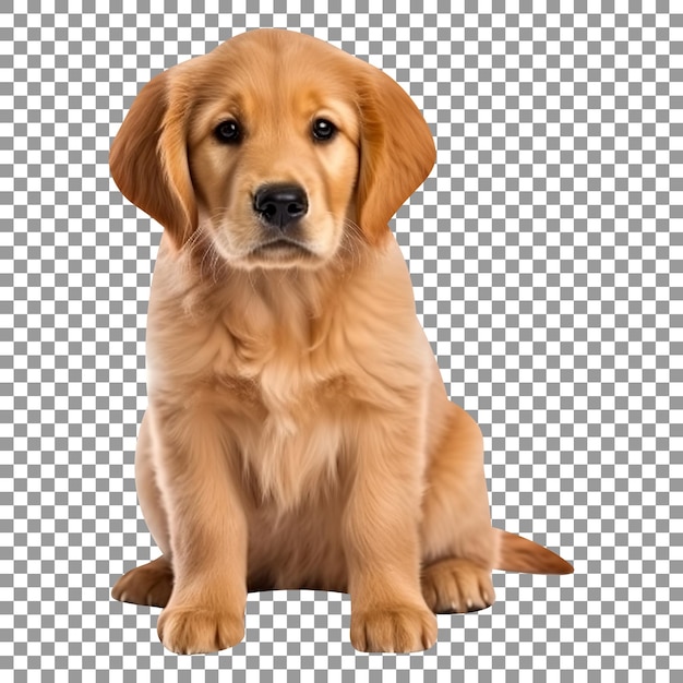 PSD cute golden retriever dog puppy breed isolated on transparent background