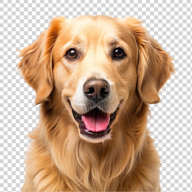 PSD cute golden retriever portrait isolated on transparent background