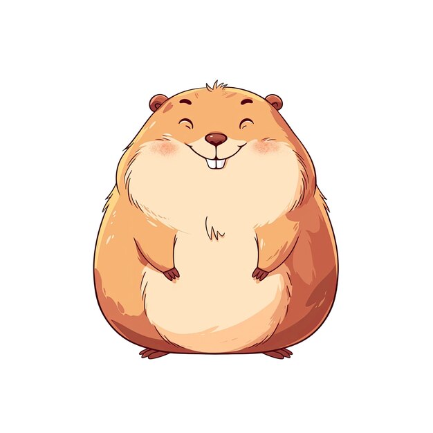 PSD cute groundhog cartoon its chubby cheeks cartoon illustration