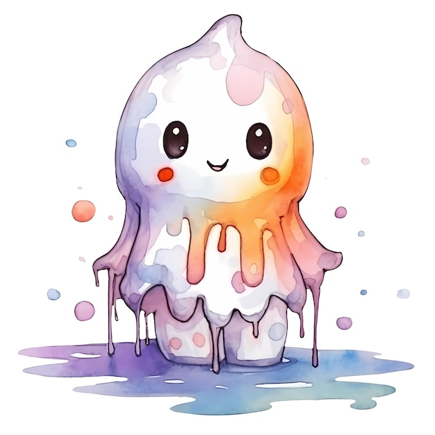 Cute Halloween Ghost Clipart Illustration