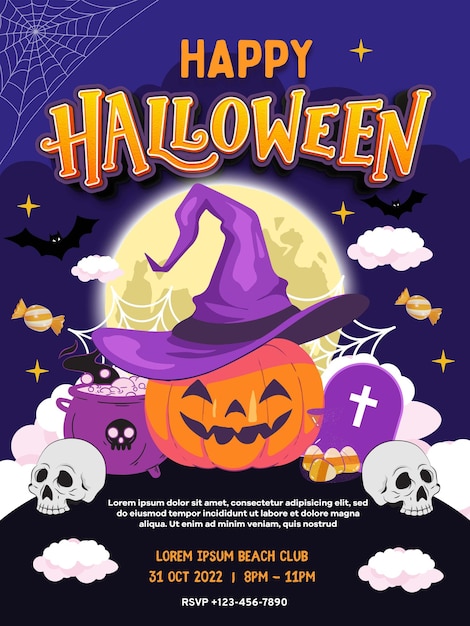 cute halloween party poster template