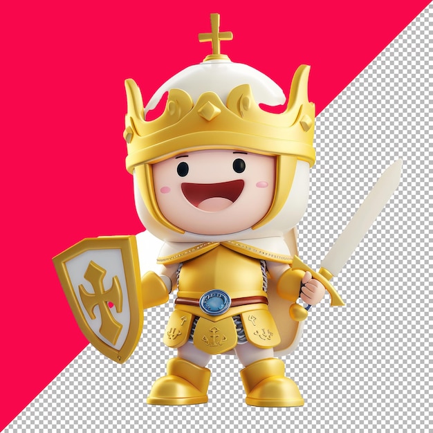 Cute Happy Knight Cartoon Vector Transparent Background PNG PSD