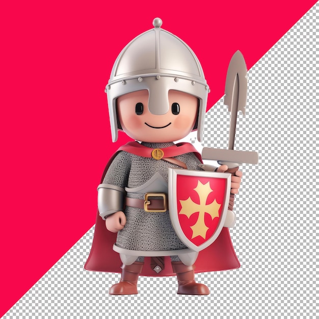 PSD cute happy knight cartoon vector transparent background png psd