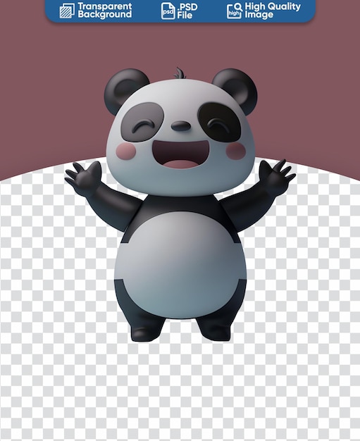 Cute and Happy Panda Bear in 3D Render A Chibi Animal Cartoon Character Illustration