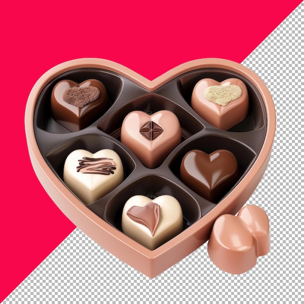 PSD cute heartshaped chocolate box cartoon vector transparent background png psd