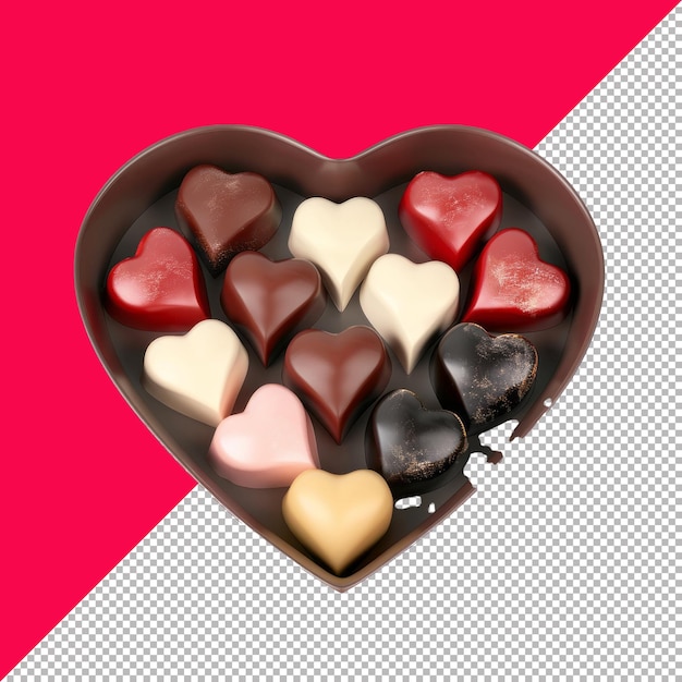 PSD cute heartshaped chocolate box cartoon vector transparent background png psd