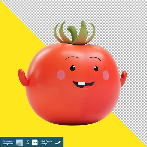 PSD cute heirloom tomato character 3d isometric render transparent background png psd