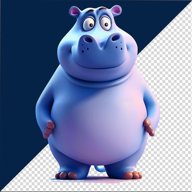 Cute hippopotamus cartoon character Realistic 3D hippopotamus cartoon Illustration