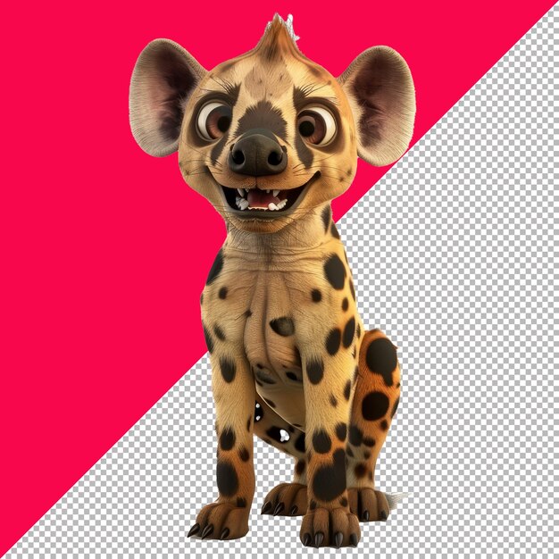 PSD cute hyena 3d isolated render transparent background png psd