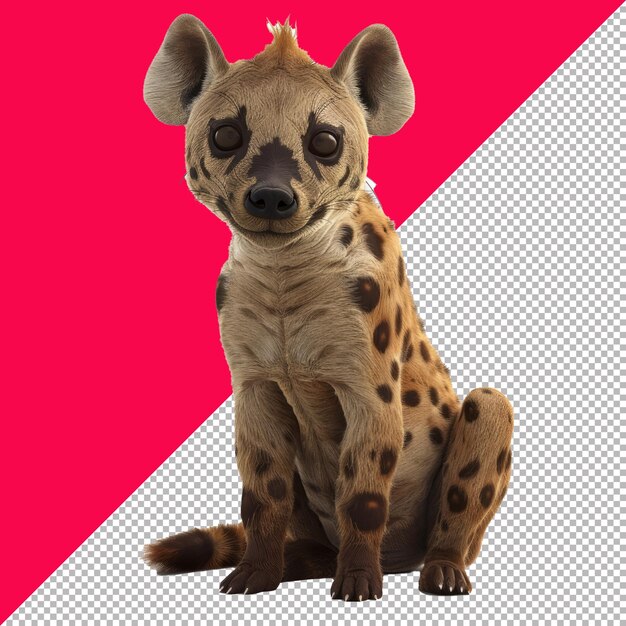 PSD cute hyena 3d isolated render transparent background png psd