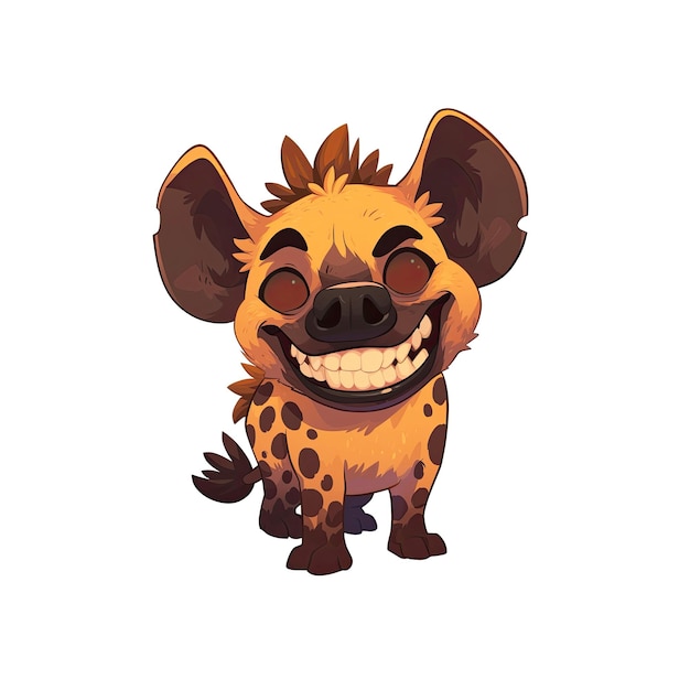 Cute Hyena Cartoon Against Cartoon Illustration