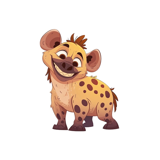 Cute Hyena Cartoon Against Cartoon Illustration