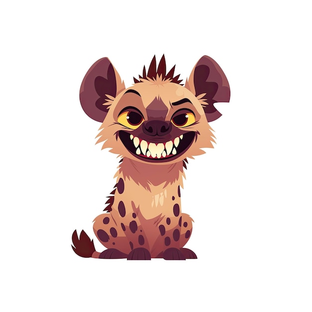 Cute Hyena Cartoon Against Cartoon Illustration