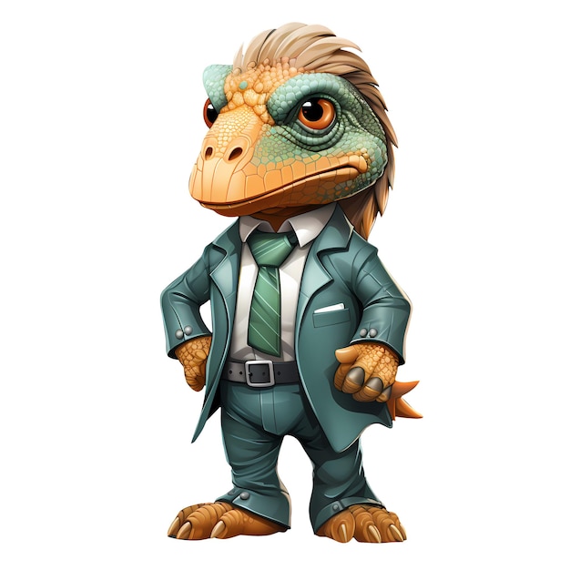 Cute Iguana American Retro Style Clipart Illustration