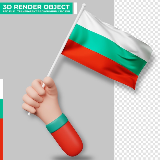 Cute illustration of hand holding bulgaria flag. Bulgaria independence day. Country flag.