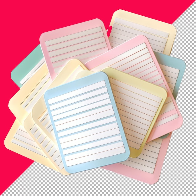 PSD cute index cards 3d isolated render transparent background png psd