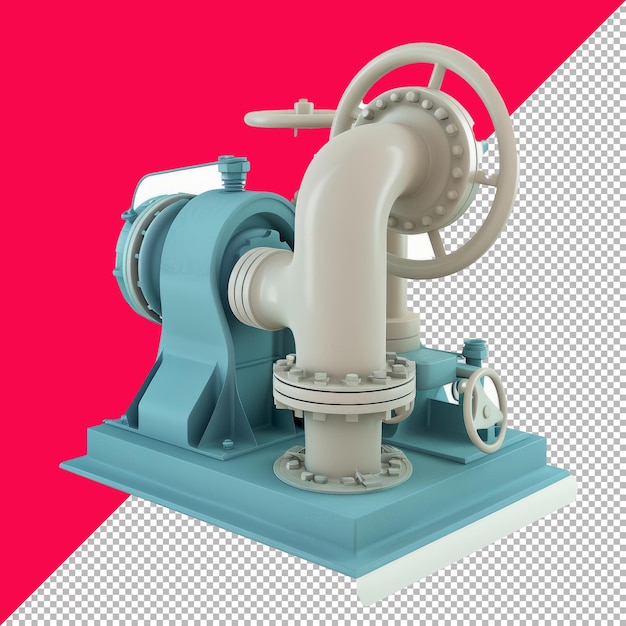 PSD cute industrial pump 3d isolated render transparent background png psd