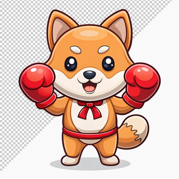 PSD cute kangaroo boxing cartoon vector icon illustration animal sport icon concept isolated vector