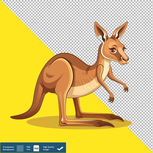 PSD cute kangaroo hopping quickly cartoon vector transparent background png psd