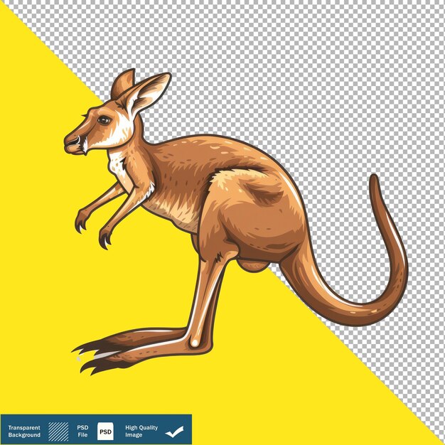 PSD cute kangaroo hopping quickly cartoon vector transparent background png psd