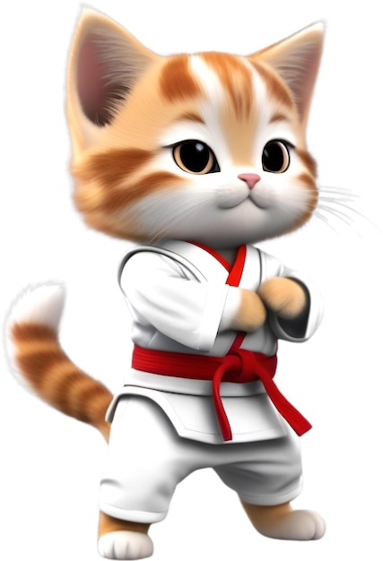 Cute Karate Kitten character design AiGenerated