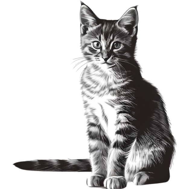 A cute kitten drawing Portrait drawing of a kitten in a minimalist style