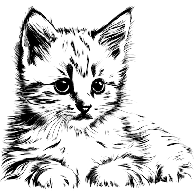 A cute kitten drawing Portrait drawing of a kitten in a minimalist style