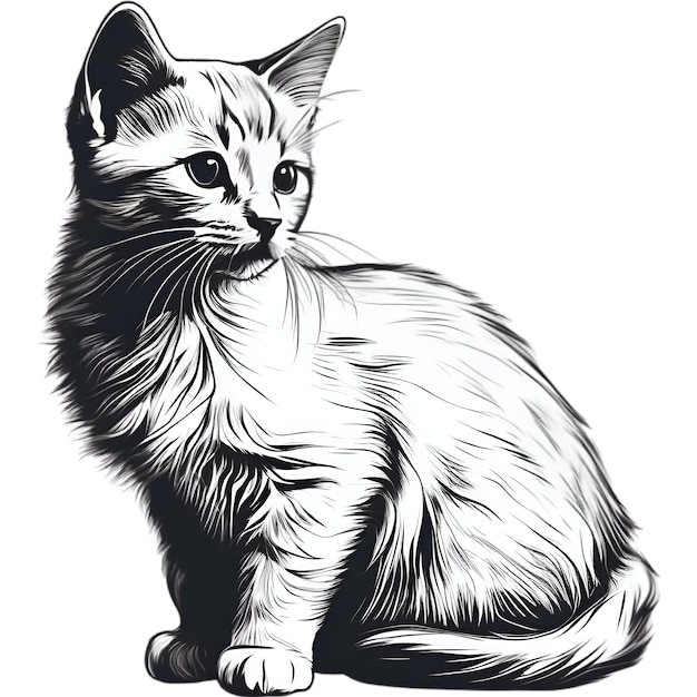 A cute kitten drawing Portrait drawing of a kitten in a minimalist style