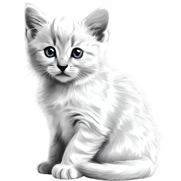 A cute kitten drawing Portrait drawing of a kitten in a minimalist style