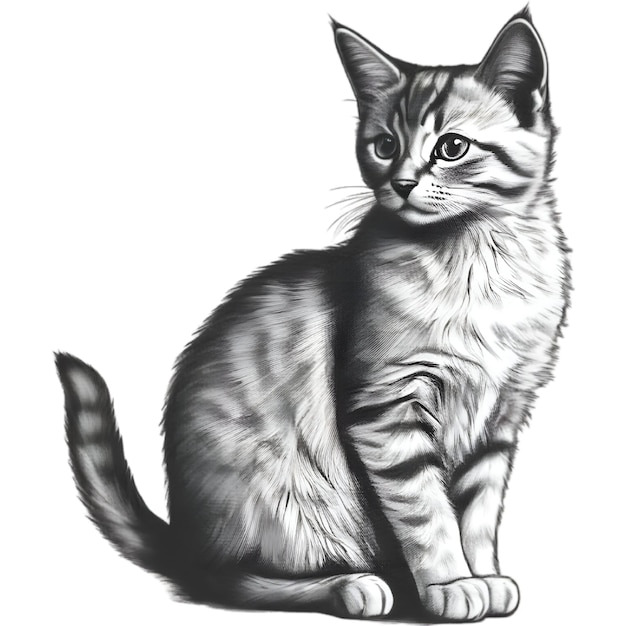 A cute kitten drawing Portrait drawing of a kitten in a minimalist style